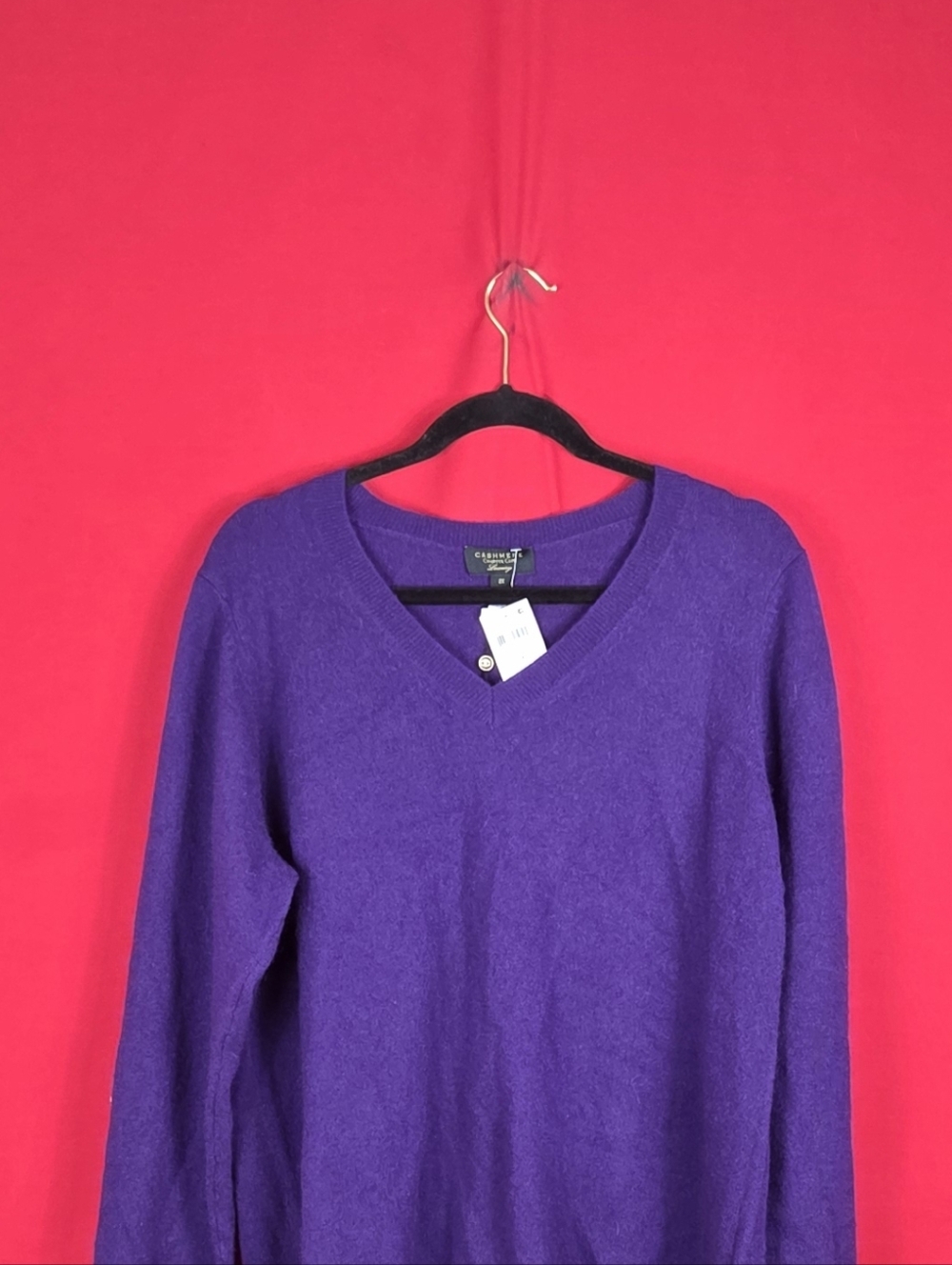 NEW CHARTER CLUB Cashmere V Neck Sweater Purple Womens Size 2X - Picture 2 of 5